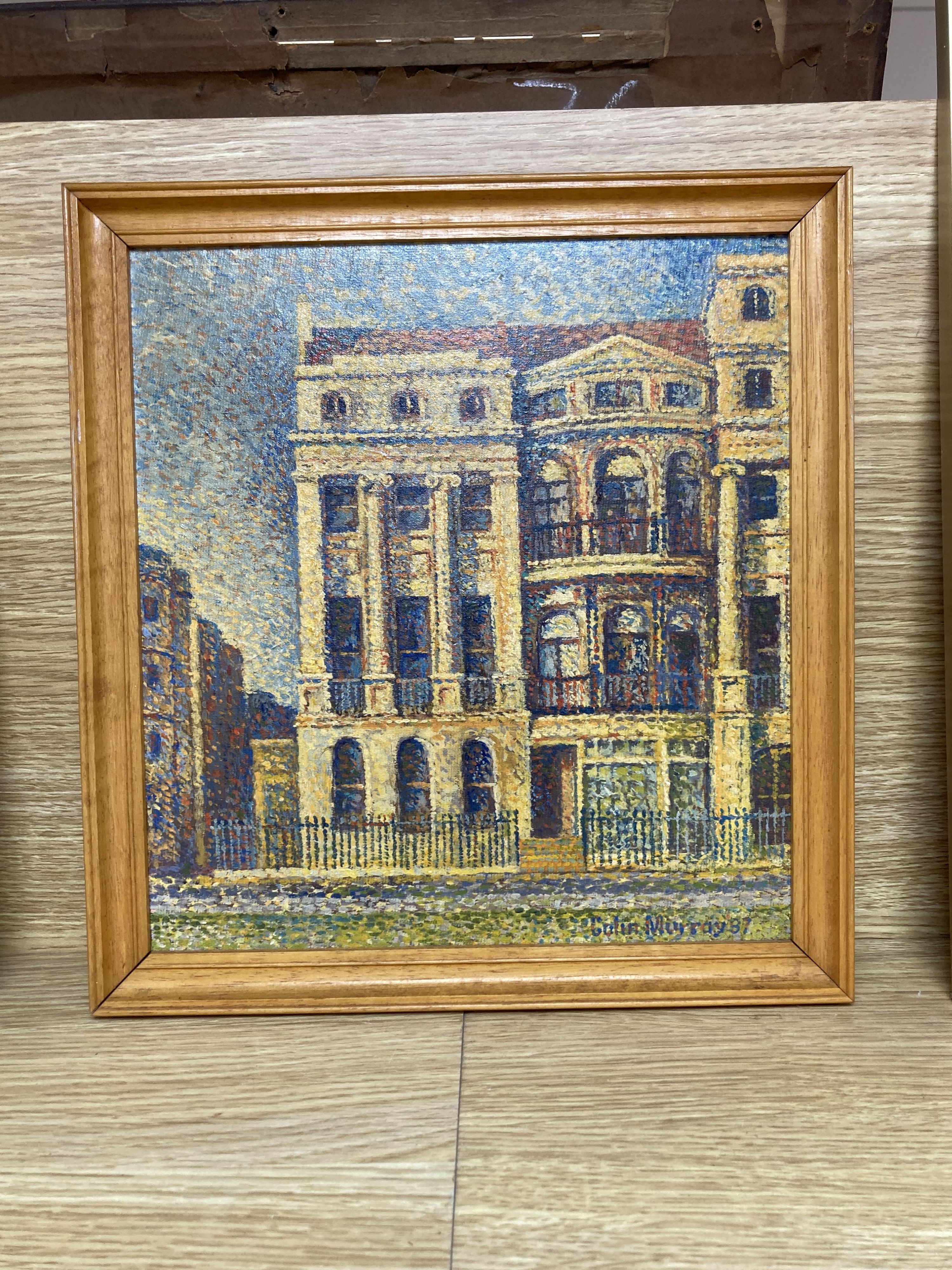 Colin Murray (b.1936), oil on canvas board, Georgian and Regency facade, Brighton, signed and dated 87, 27 x 24.5cm